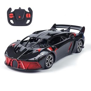 Amazon Brand - Jam & Honey Remote Control Car for Kids | High-Speed RC Car with Rechargeable Lithium Battery | Type-C Charging | LED Headlights | Black&Red